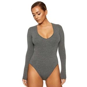 NAKED WARDROBE Deep V-Neck Bodysuit